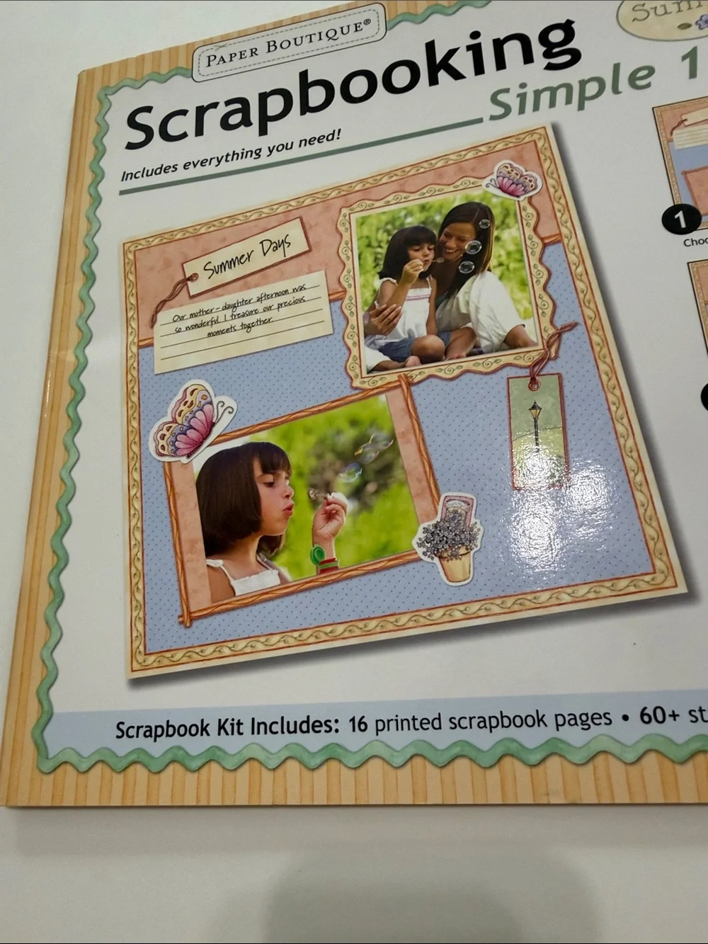 Paper Boutique Scrapbooking Kit “Summer”- Blue, Cream, Green Accents